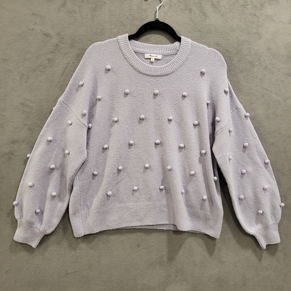 Madewell Brockton Bobble Knit Sweater Womens Size M Pom Pom Merino‎ Wool Blend